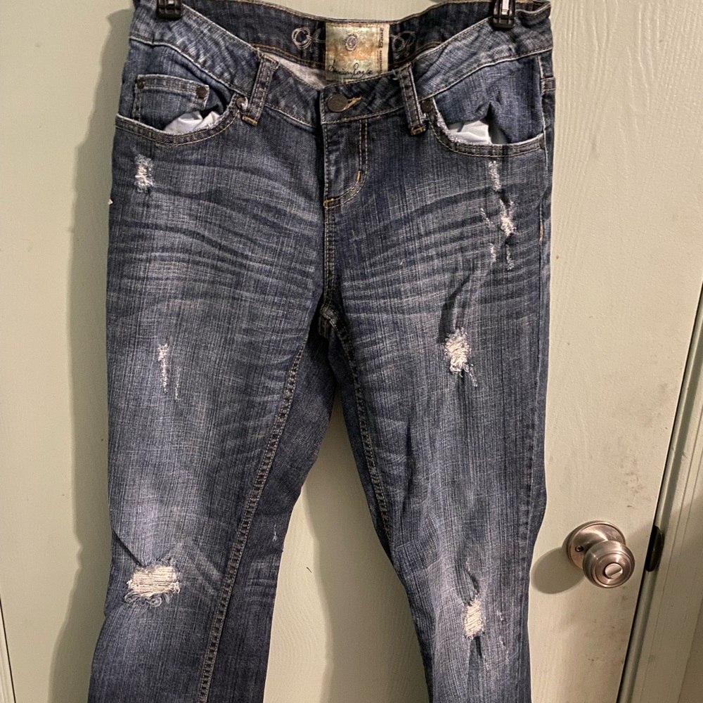 American Rag Cie Juniors 9-R  Distressed Boot Cut Denim Blue Jeans STYLE 109986